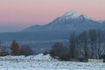 Tatras, Polish high mountains, at sunset.