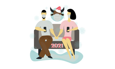 Man and woman celebrating New Year