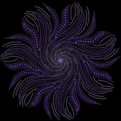 Shaggy octopus-like spiraling dotted mandala