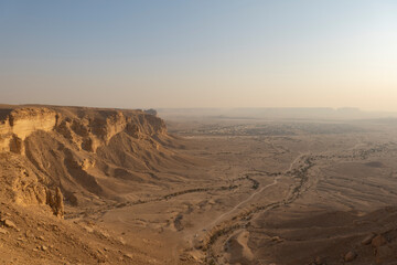 Tourists gather at Edge of the World escarpment near Riyadh, Saudi Arabia