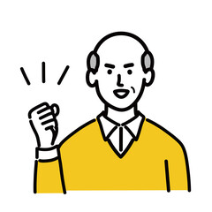 男性　シニア　ベクター　ポップ　ガッツポーズ
