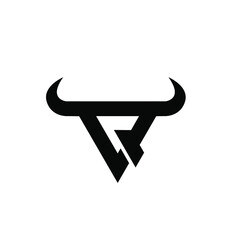 abstract letter q rtriangle bull head black logo