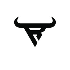 abstract letter r triangle bull head black logo