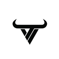 abstract letter t v i triangle bull head black logo