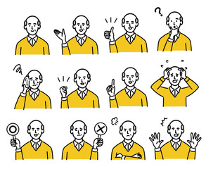 男性　シニア　ベクター　ポップ　セット
