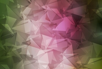 Light Green, Red vector triangle mosaic template.