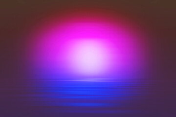 Background of empty scene with neon lights. Abstract sparkling background. Illuminated stage on the stadium. Laser futuristic shapes on a dark background. 3D illustration.