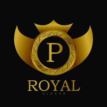 Royal Golden logo Design for letter P. luxury Golden Vector logo design. Golden letter P logo for salon, spa, cosmetic, Boutique, Jewelry.