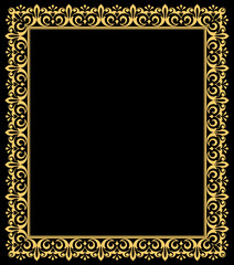 Decorative frame Elegant vector element for design in Eastern style, place for text. Floral golden border. Lace illustration for invitations and greeting cards.