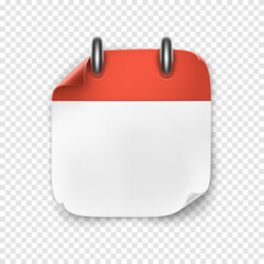 Realistic blank calendar icon. Vector illustration for your projects.