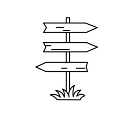 Antique signpost outline icon on white background.