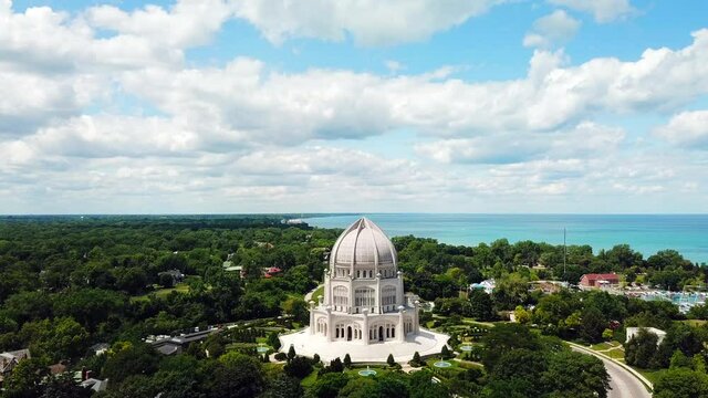 Beautiful Aerial View of the Bahai House of Worship