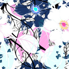 Beautiful seamless floral pattern background.
