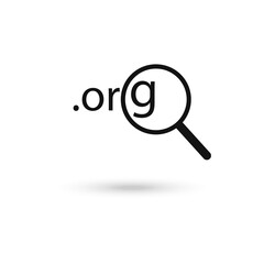 Dot Org Icon and magnifier. Domain search icon.