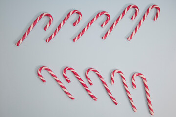 christmas candy cane, on a blue background