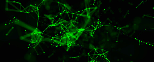 Triangular shapes in space. Science digital background. 3d rendering.