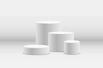 White podium or platform with spotlights. A pedestal for rewarding the winners.	
