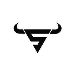 abstract letter s 5 triangle bull head black logo