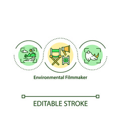 Environmental filmmaker concept icon. Environment conserving through media power idea thin line illustration. Raising awareness. Vector isolated outline RGB color drawing. Editable stroke