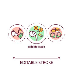Wildlife trade concept icon. Non-domesticated animals commerce idea thin line illustration. Living and dead individuals, tissues trade. Vector isolated outline RGB color drawing. Editable stroke