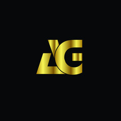 Creative Professional Trendy and Minimal AG Letters, Logo Design in Black and Gold Color, Initial Based Alphabet Icon Logo in Editable Vector Format