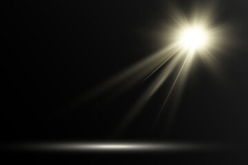 Bright beautiful star.Vector illustration of a light effect on a transparent background.	
