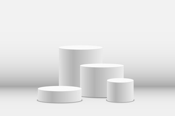 White podium or platform with spotlights. A pedestal for rewarding the winners.	
