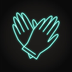 Obraz premium Neon rubber gloves pair icon in line style
