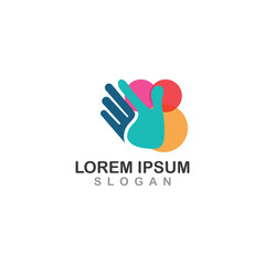 Creative Hand logo vector design template, colorful hand vector illustration design