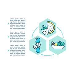 CFS treatment concept icon with text. Chronic fatigue syndrome. Healthy foods eating plan. PPT page vector template. Brochure, magazine, booklet design element with linear illustrations