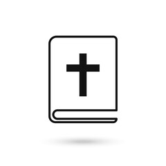 Bible book icon in flat style. Church faith vector flat design