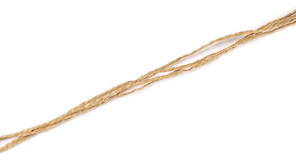 Brown strings, rope isolated on white background, top view