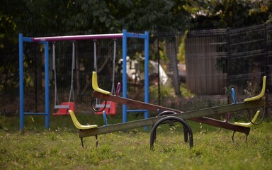 playground for children in the yard of the primary school in the village