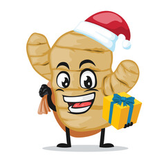 vector illustration of ginger mascot or character wearing santa hat