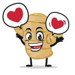 vector illustration of ginger mascot or character says with love in bubble speech