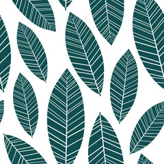 Seamless pattern leaves silhouettes vector illustration