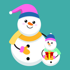 Cute snowman christmas.for Christmas cards, banners, tags and labels.Vector illustration	