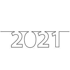 Happy New year 2021. One line logo .vector