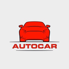 Auto car badge. Vehicle auto prototype icon. Emblem of the auto machine engine for your business. Logo of a motor car for an auto enterprise. Sign a automobile front view with your text