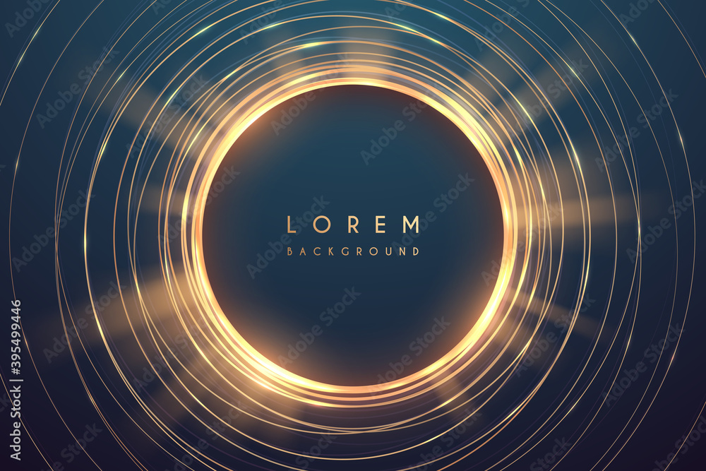 Wall mural abstract circle gold lines background with glow effect