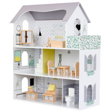 House Of Dolls With Furniture Isolated