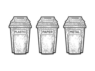 Waste sorting sketch raster illustration