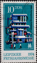 GERMANY, DDR - CIRCA 1974: a postage stamp from Germany, GDR showing a DC voltage test system for...