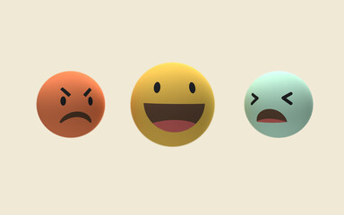 illustration de symboles sur les sentiments entre la colère tristesse et bonheur. concept des avis client sur internet de l'humeur du jour, du yoga, du tient être