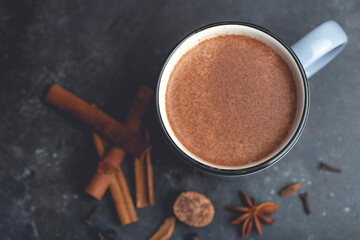 Masala tea (masala chai). Hot Indian drink based on milk and tea with the addition of spices and...