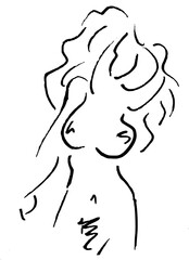 Obraz na płótnie Canvas Abstract artwork of naked woman - lineart in black and white
