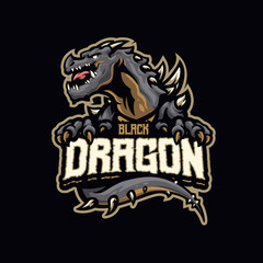 Black Dragon Mascot logo for esport and sport team
