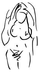 Abstract artwork of naked woman - lineart in black and white