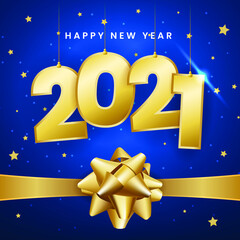 Realistic High Quality Happy New Year on Black Background . Isolated Vector Elements