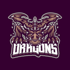 Earth dragon Mascot logo for esport and sport team